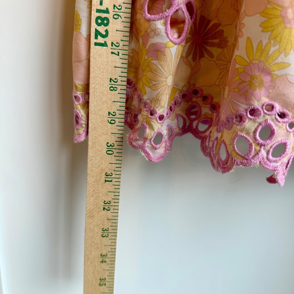 Floral Babydoll Dress Size M Cottagecore Puff Sleeve Smocked‎ Graduation Dress - Picture 11 of 11
